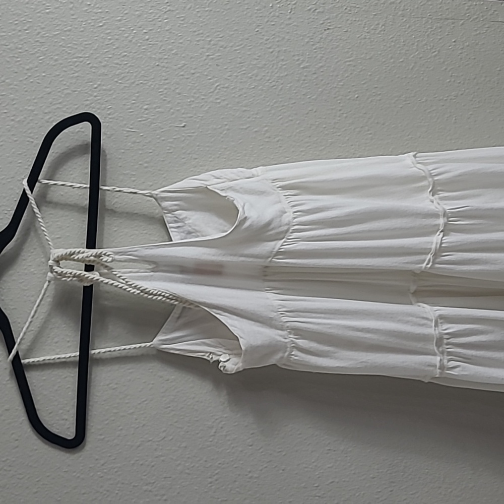 Quiksilver White Tiered Maxi Dress with Embroidered Yoke Summery Light Size Xs - Picture 7 of 10